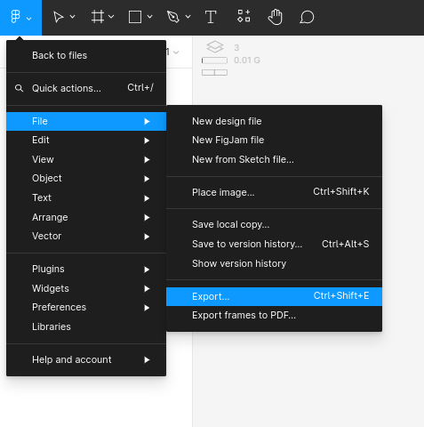 Figma Export to File screen