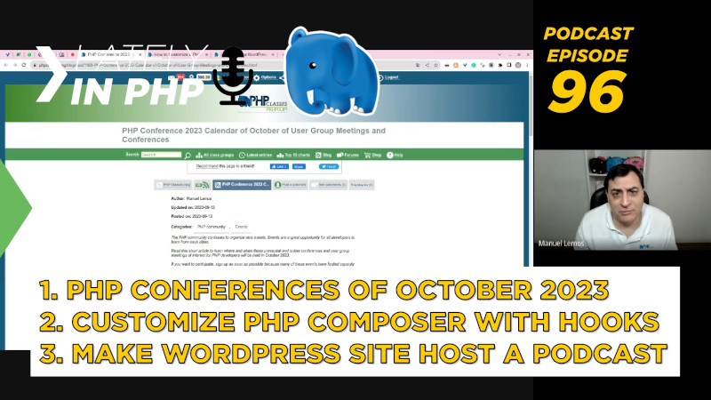 October PHP Events, Customize PHP Composer Hooks, Make WordPress Host a Podcast: Lately in PHP 96