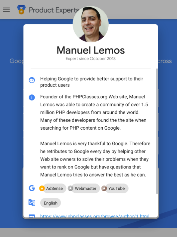 Manuel Lemos Google Product Expert
