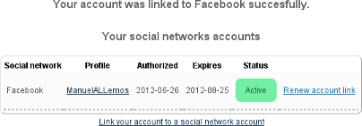 Social Networks authorized accounts