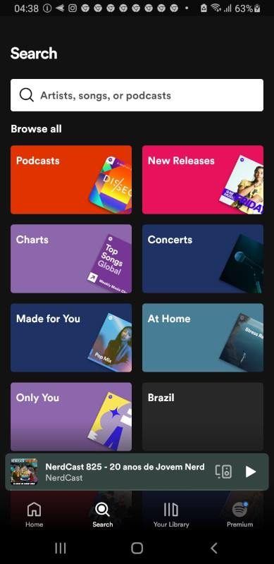 Picture of the Spotify Search page