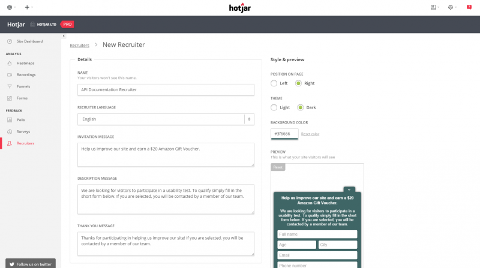 Hotjar Recruit User Testers