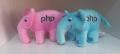 2 Original PHP Elephants Pink and Blue