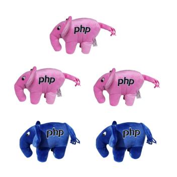 2 Blue PHP Elephants and 3 Pink PHP ElePHPants